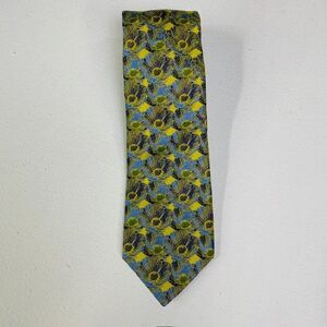 Thomas Pink Luxury Silk Floral Pattern Tie Yellow Blue Sunflower‎ Print